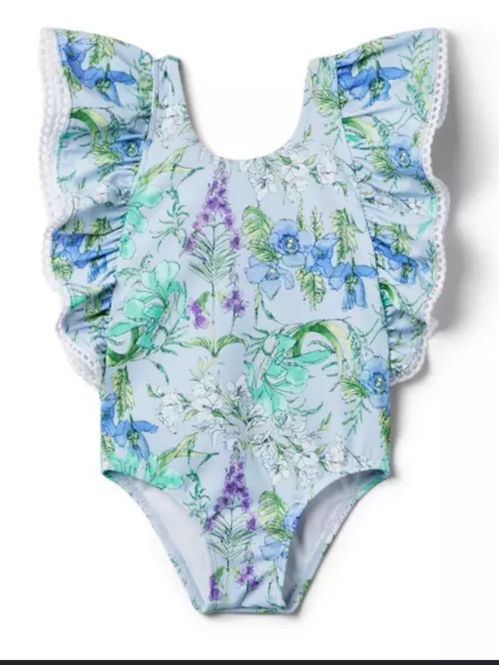 Janie and Jack Lavender Floral One Piece Swimsuit.